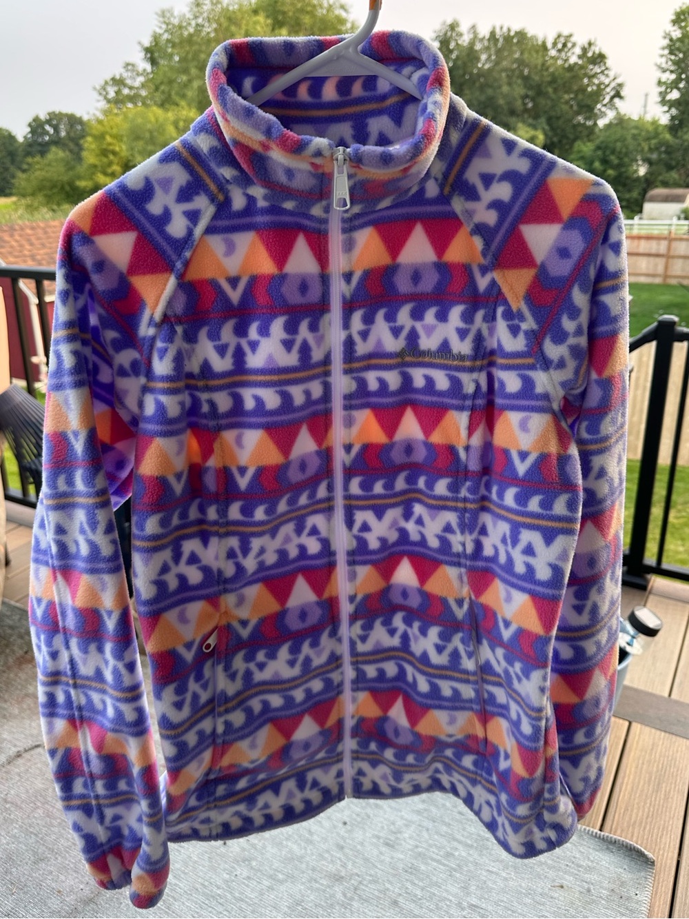 Columbia Full-Zip Geometric Print Fleece Jacket - Purple & Orange
